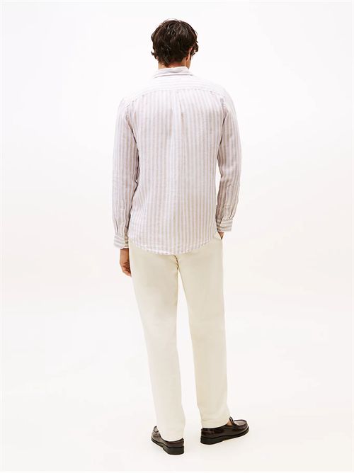 Camicia regular fit in lino a righe TOMMY HILFIGER | MW0MW385810AA